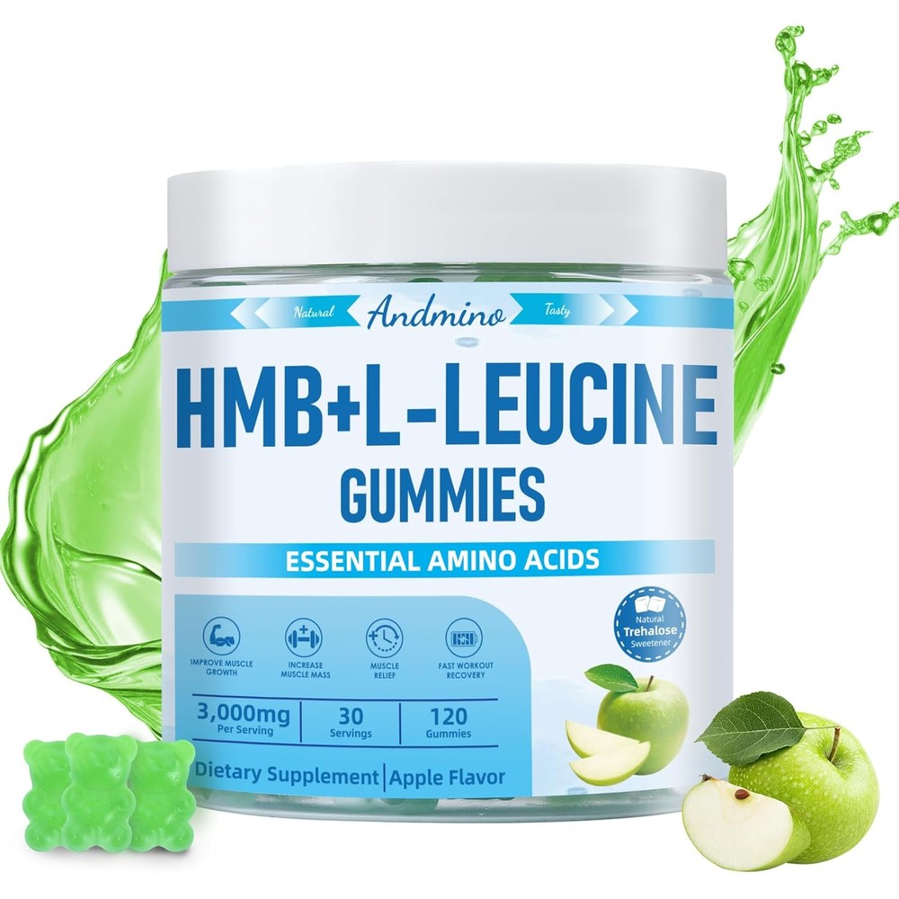 Andmino HMB and L-Leucine Gummies front view packaging