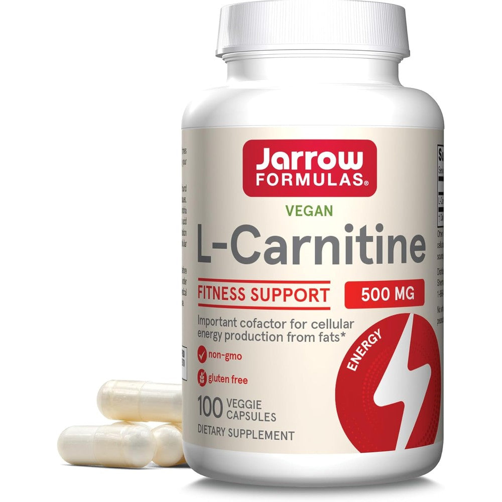Jarrow Formulas L Carnitine 500mg front view bottle for cellular energy metabolism