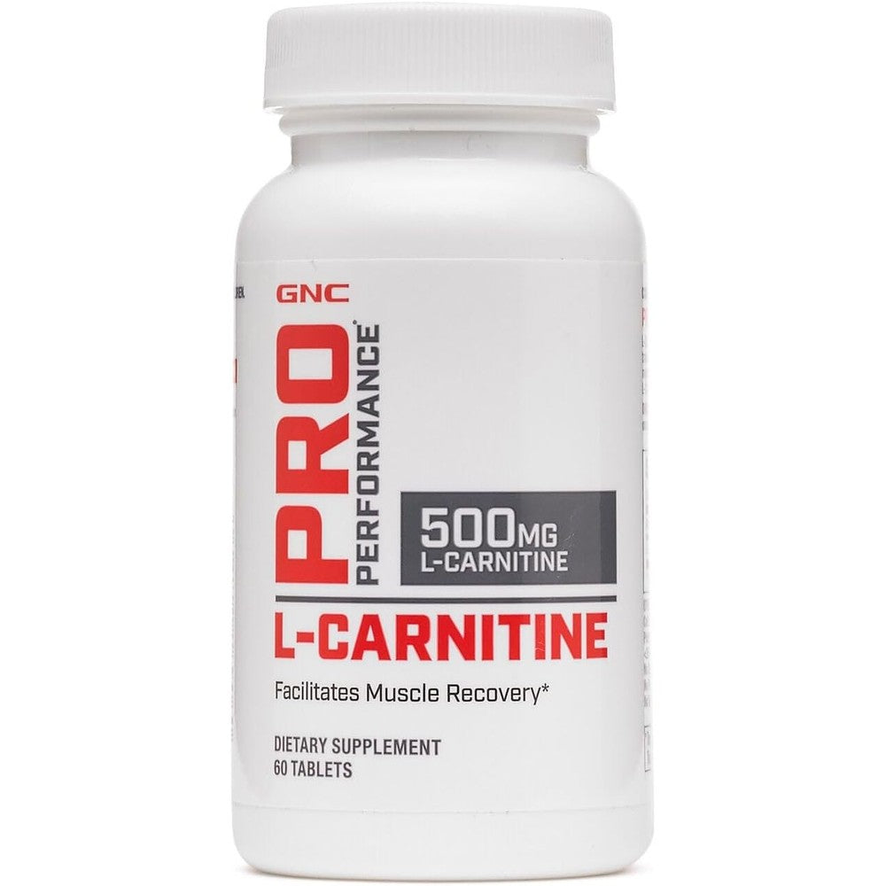 GNC Pro Performance L Carnitine 500mg 60 Tablets front view bottle for muscle recovery