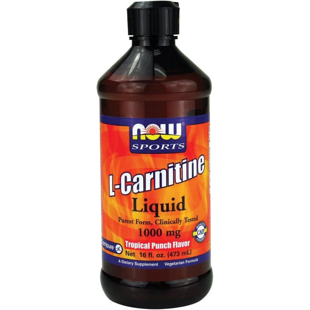 NOW Foods Sports L-Carnitine Liquid Tropical Punch 16 Fluid Ounce bottle front view fitness supplement
