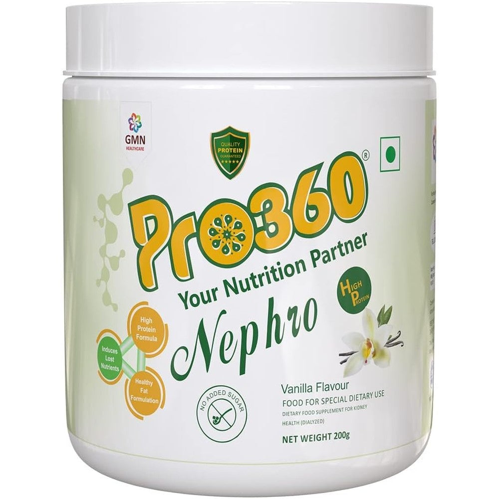 Pro360 Nephro HP vanilla dialysis care powder front view jar.