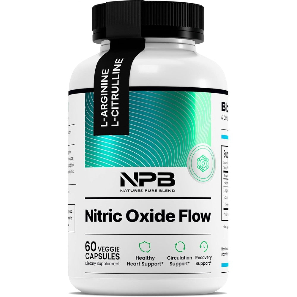 Nature's Pure Blend Nitric Oxide Booster front view bottle for preworkout muscle pump