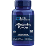 Life Extension L Glutamine Powder front view bottle showing 100 grams weight