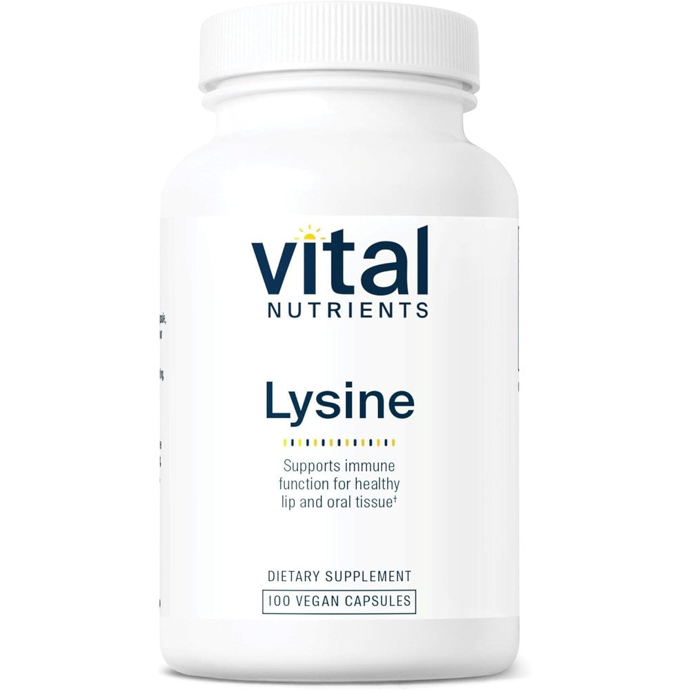Vital Nutrients Lysine | Lysine Supplement Supports Healthy Lip and Oral Tissue | Immune Support Supplement Promotes Calcium Absorption | Gluten, Dairy, Soy Free | Non-GMO | 100 Capsules