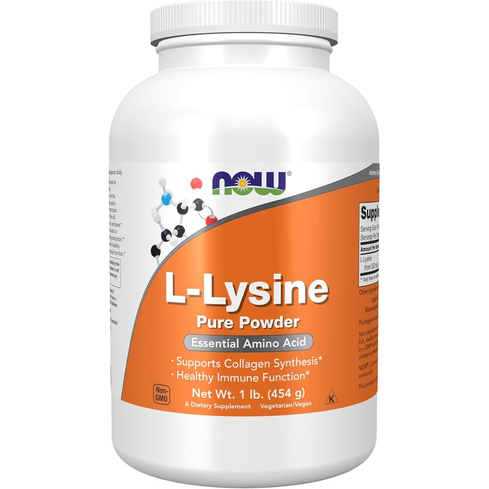 NOW Foods Supplements, L-Lysine (L-Lysine Hydrochloride) Powder, Supports Collagen Synthesis*, Amino Acid, 1-Pound