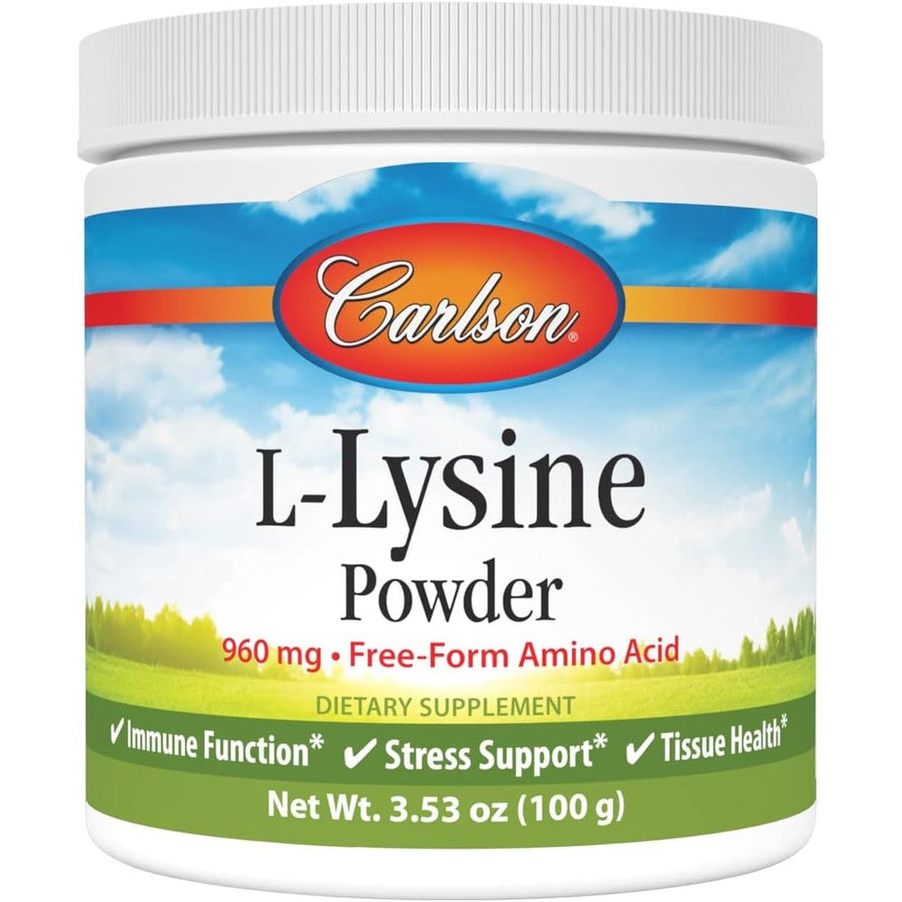 Carlson - L-Lysine Powder, Free-Form Amino Acid, 960 mg, Supports Healthy Tissue & Muscle Development, 3.53 oz (100 g)