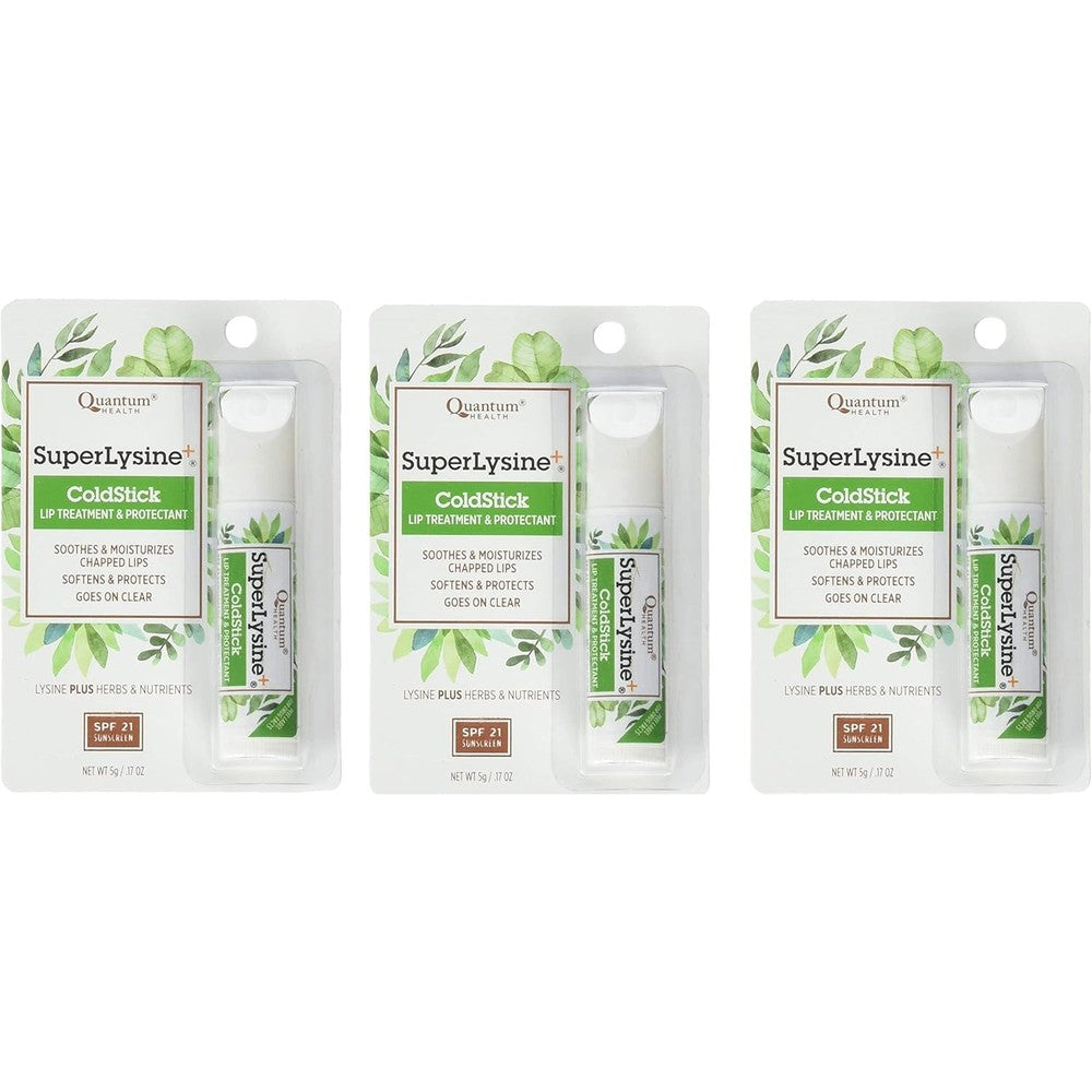 Super Lysine Plus+ ColdStick, SPF 21, Regular 0.18 oz (Pack of 3) by Quantum Research