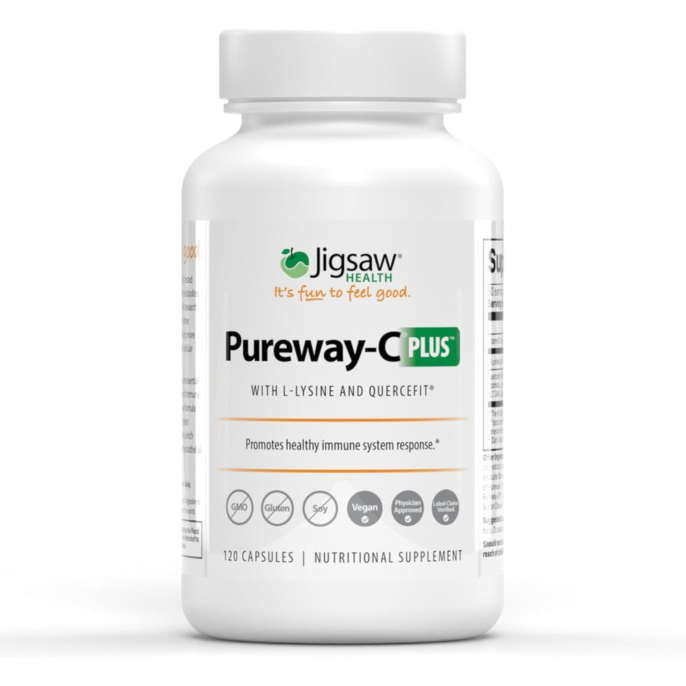 Jigsaw Health Pureway-C Plus | Vitamin C with L-Lysine and Quercetin | Promotes Healthy Immune System Response | 120 Capsules | 60 Servings