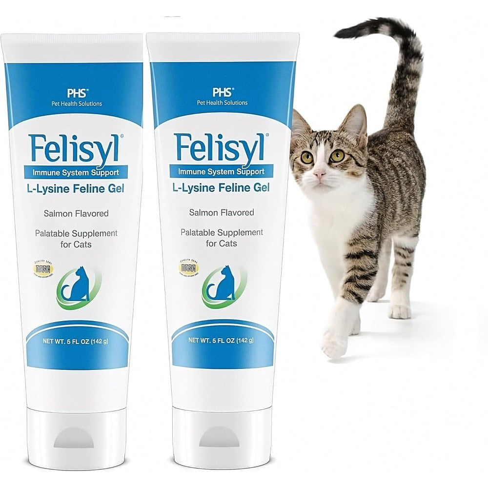 Felisyl L-Lysine Gel for Cats - Immune System Support - Supplement Support for Healthy Tissue, Respiratory, and Vision - Salmon-Flavored - Made in The USA - 5 oz (2 Pack, Gel (5 oz.))