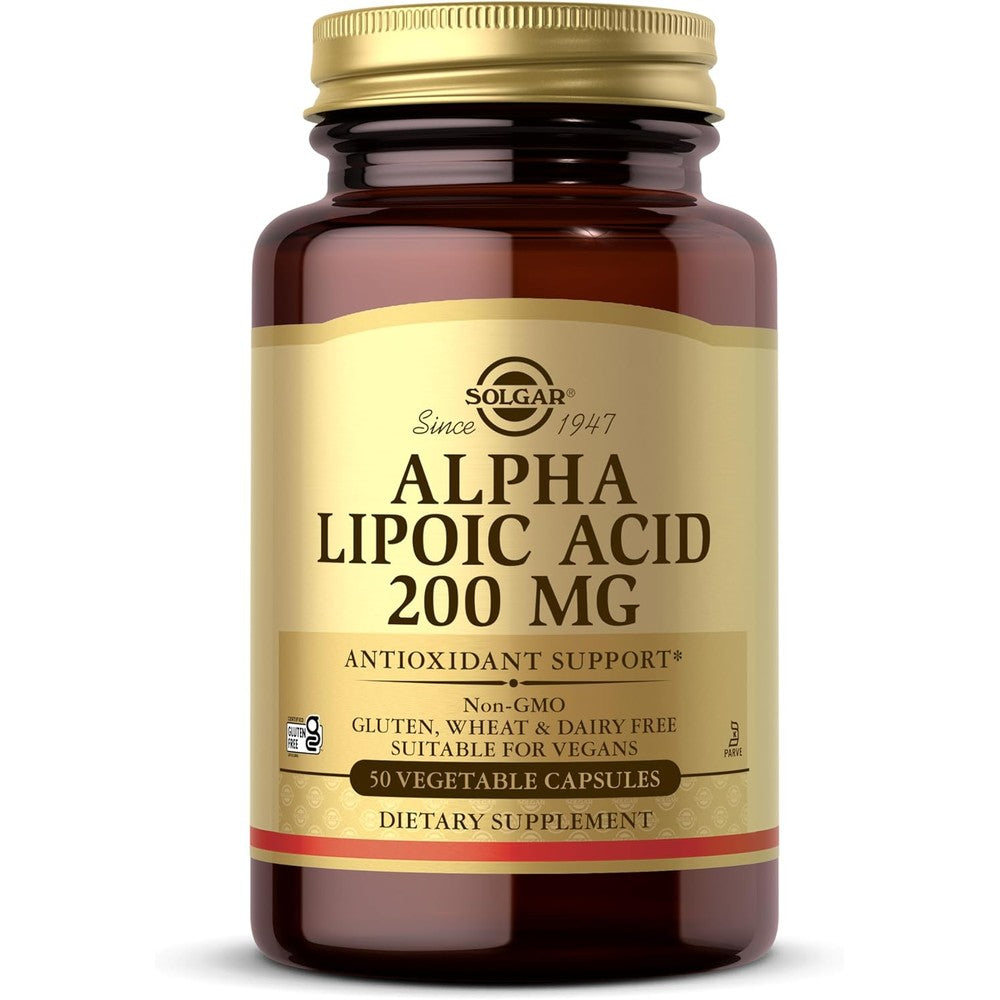 Solgar Alpha Lipoic Acid 200mg front bottle view