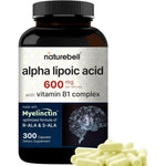 NatureBell Alpha Lipoic Acid 600mg 300 capsules front label view showing Myelinctin formula description