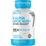Nature's Fusions Nutri R Alpha Lipoic Acid 600mg front bottle view premium antioxidant supplement