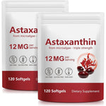 Itsdawn Astaxanthin 12mg front view of the two pack packaging showing the supplement bottle label detailing antioxidant benefits.