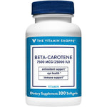 The Vitamin Shoppe Beta-Carotene 300 softgels bottle front view eye health supplement