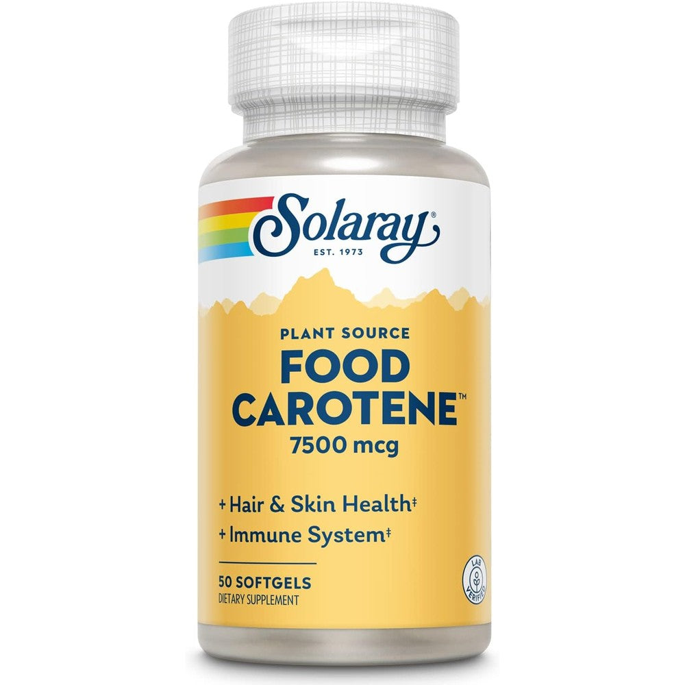 Solaray Food Carotene 25000 International Units bottle front view showing product labels
