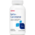 GNC beta-carotene 15mg 360 softgels bottle front view for imported eye care supplements
