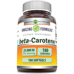 Amazing Nutrition Amazing Formulas Beta-Carotene 25000 IU front view bottle showing 180 softgels
