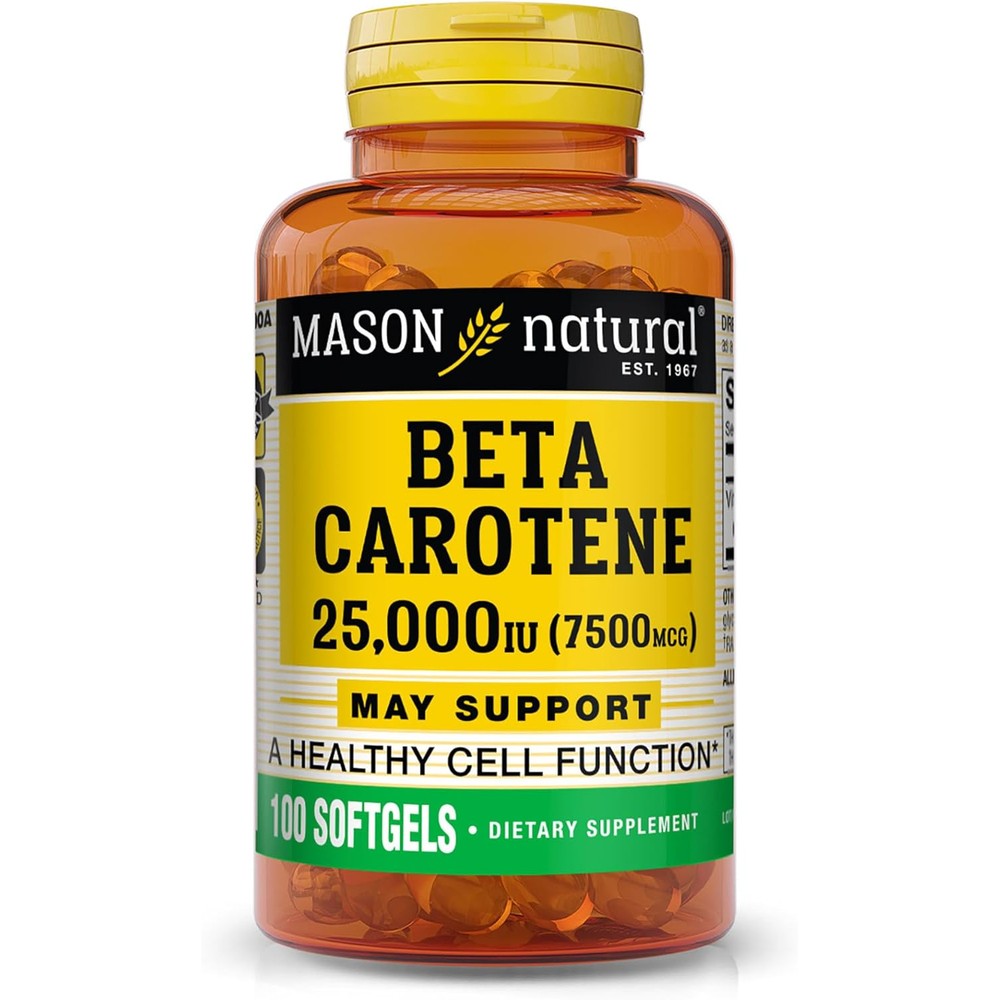 Mason Natural Vitamin A Beta Carotene 25000 IU front view pack of three packaging
