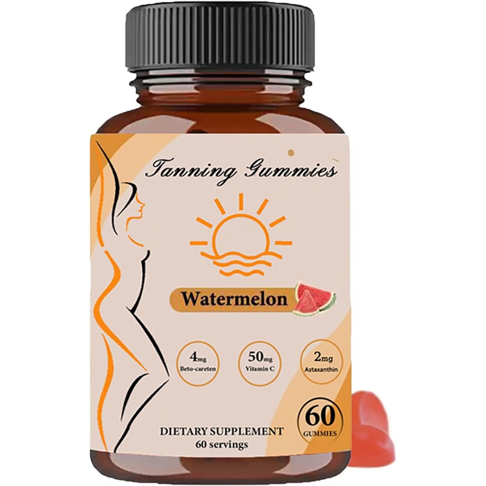 Tuyapio Super Tanning Daily Gummies front view showing the 60 count bottle for natural sunless tanning