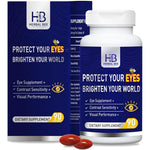 Herbal Bee Eye Supplement bottle front view with Lutein and Zeaxanthin.
