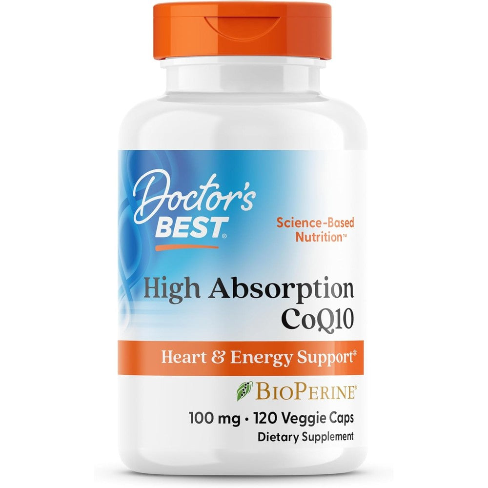Doctor's Best High Absorption CoQ10 100mg 120 vegetarian capsules front bottle view