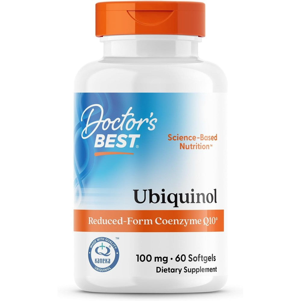Doctor's Best Ubiquinol 100 Milligrams 60 Softgels front view bottle for heart health support
