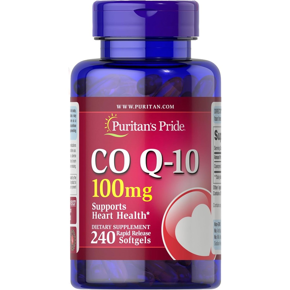 Puritan's Pride Q-SORB Coenzyme CoQ10 100mg 240 softgels bottle front view