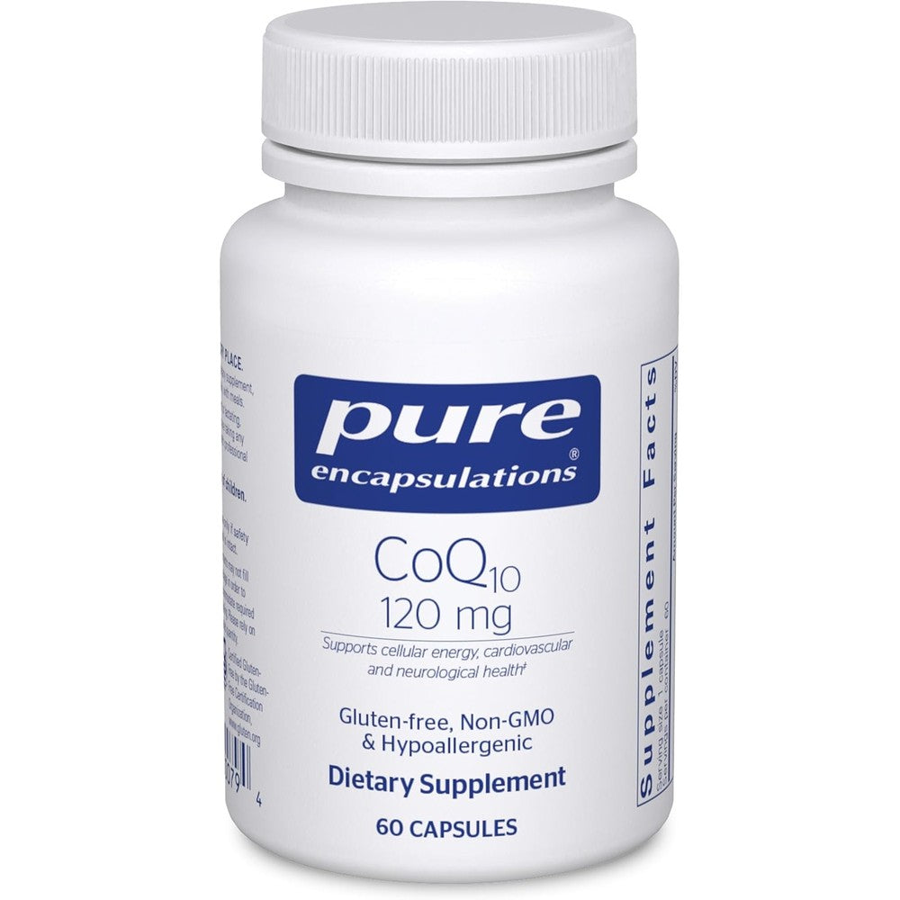 Pure Encapsulations CoQ10 120mg bottle front view for premium heart health support