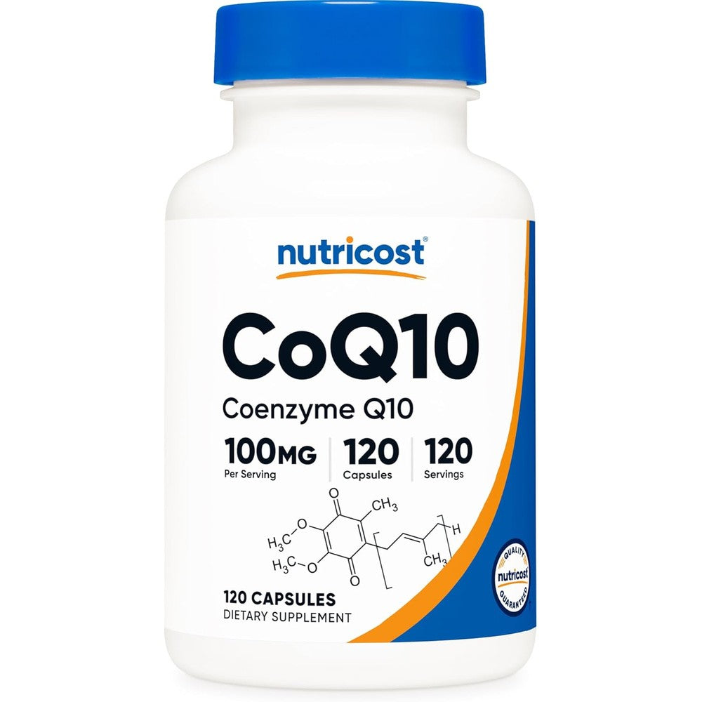 Nutricost CoQ10 100mg 120 vegetarian capsules bottle front view
