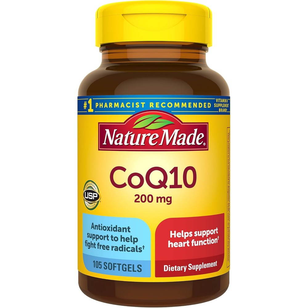 Nature Made Coenzyme Q10 200mg 105 softgels bottle front view