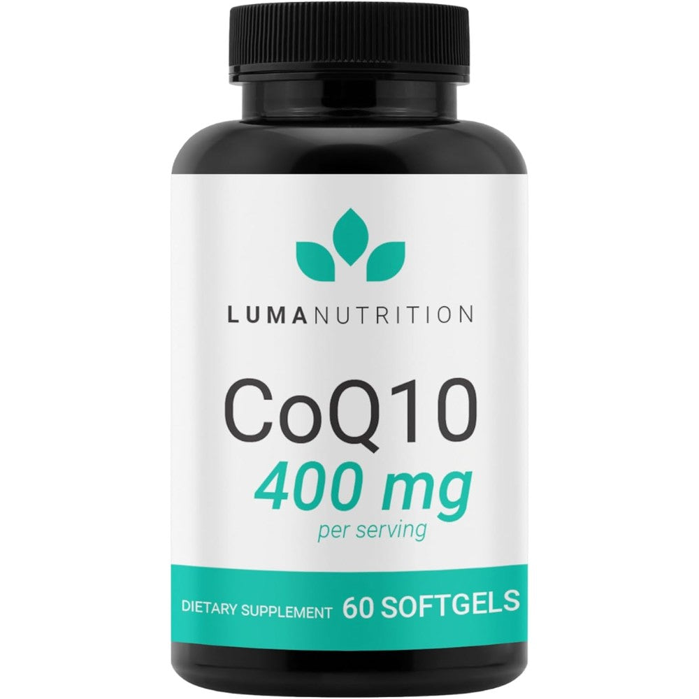 Luma Nutrition CoQ10 400mg Softgels front view bottle for cardiovascular health
