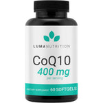 Luma Nutrition CoQ10 400mg Softgels front view bottle for cardiovascular health