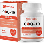 OMOGS CoQ10 400mg softgels front bottle view for heart health support