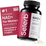 Selerb NAD+ Supplement For Women 60 capsules front view bottle showing premium cellular energy and skin aging formula