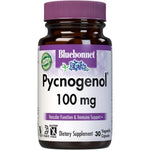 BlueBonnet Nutrition Pycnogenol 100 mg 60 vegetable capsules front view bottle for cardiovascular health support.
