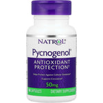 Natrol Pycnogenol 50mg 60 capsules front label view showing premium antioxidant protection