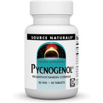 Source Naturals Pycnogenol 50 mg 30 Tablets front label view showing pine bark antioxidant formula.