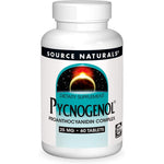 Source Naturals Pycnogenol 25 mg 60 Tablets front view showing packaging details.