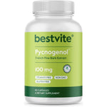 BESTVITE Pycnogenol 100mg 60 capsules front view bottle for premium antioxidant benefits.