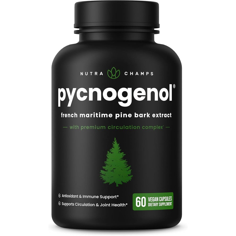 NutraChamps Pycnogenol French maritime pine bark extract supplement bottle front view