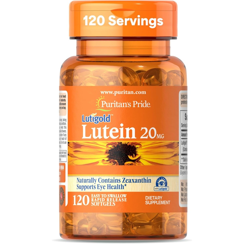 Puritan's Pride Lutigold Lutein 20mg with Zeaxanthin bottle front view