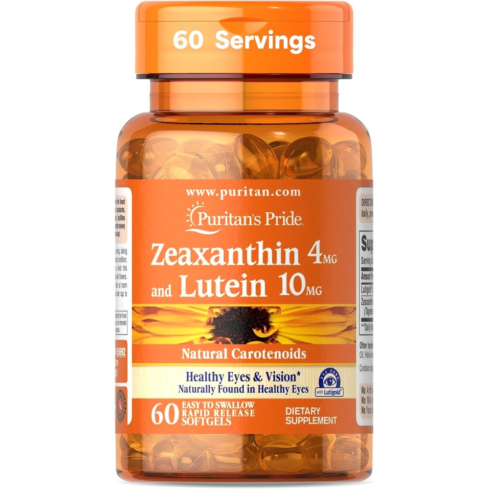 Puritan's Pride Zeaxanthin and Lutigold Lutein bottle front view