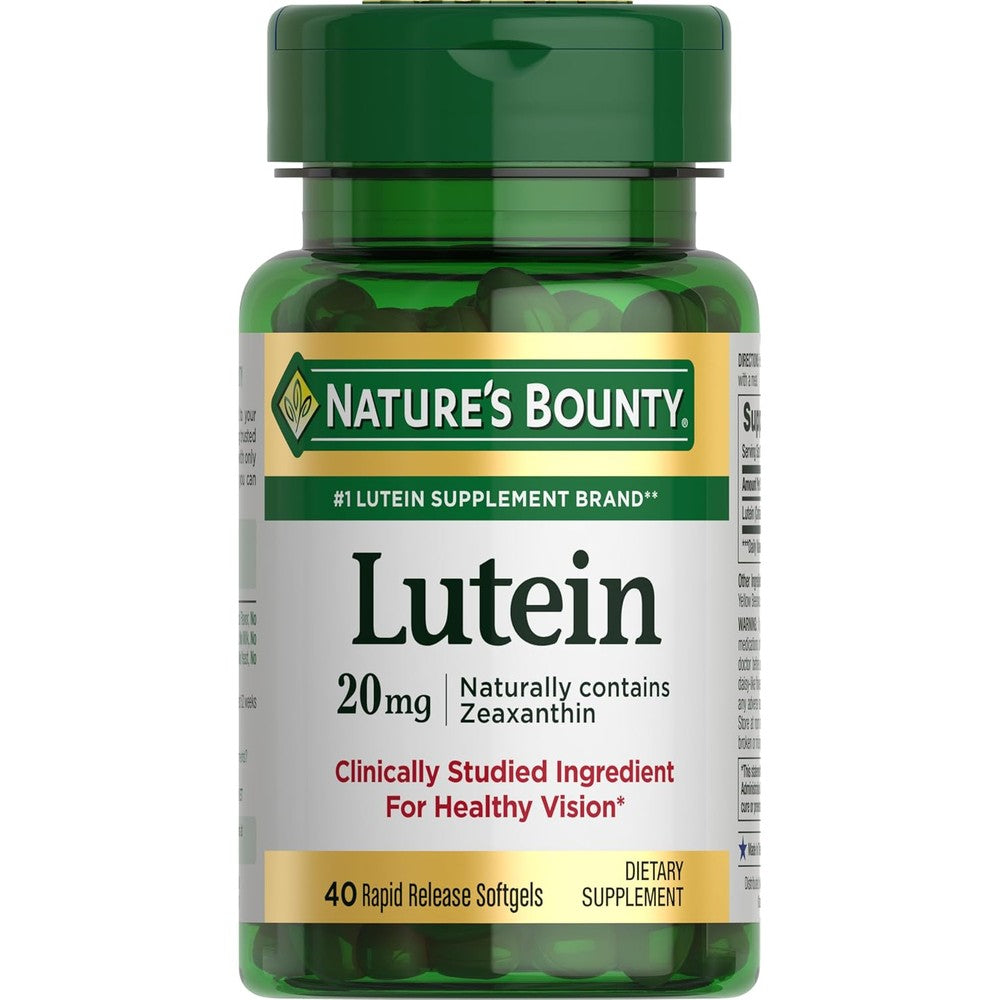 Nature's Bounty Lutein 20 mg eye health supplement bottle front view