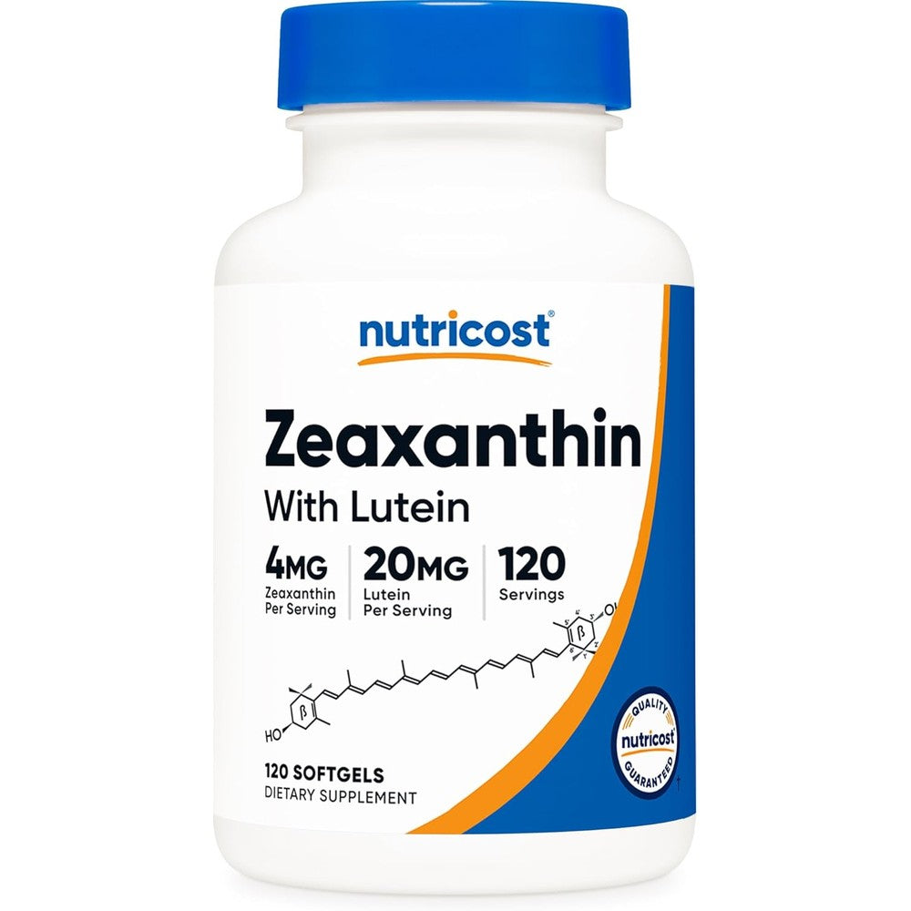 Nutricost Zeaxanthin with Lutein 20mg 120 Softgels front view