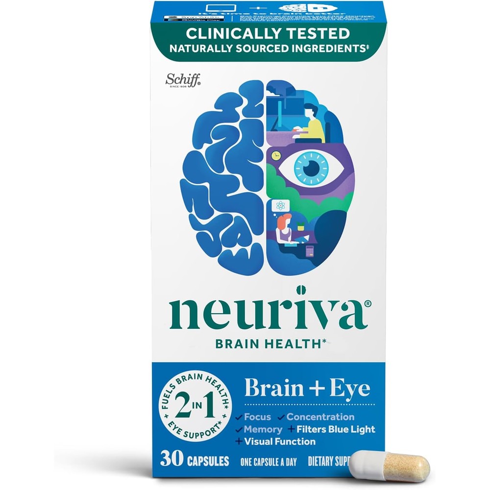 Neuriva Brain Plus Eye supplement 30 capsules front view packaging