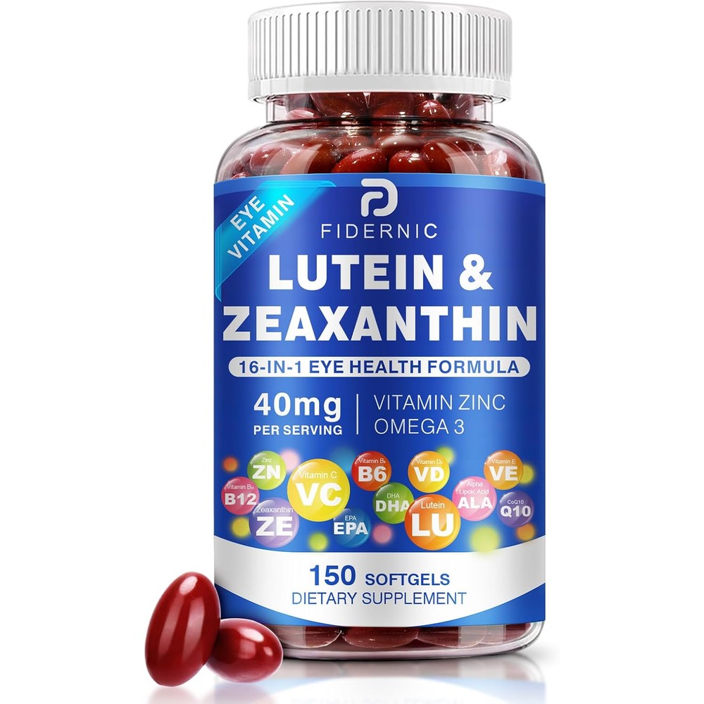 Fidernic Lutein and Zeaxanthin eye supplement bottle front view