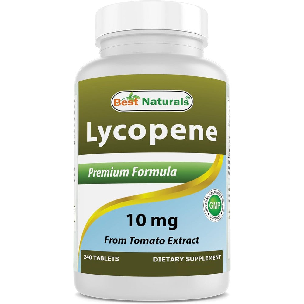 Best Naturals Lycopene Tomato Extract 10 mg 240 softgels front view bottle for antioxidant wellness