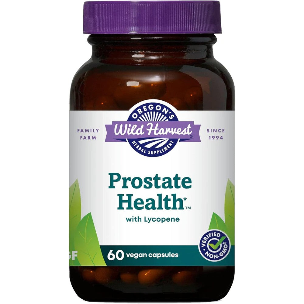 Oregons Wild Harvest Prostate Health with Lycopene 60 capsules front bottle view