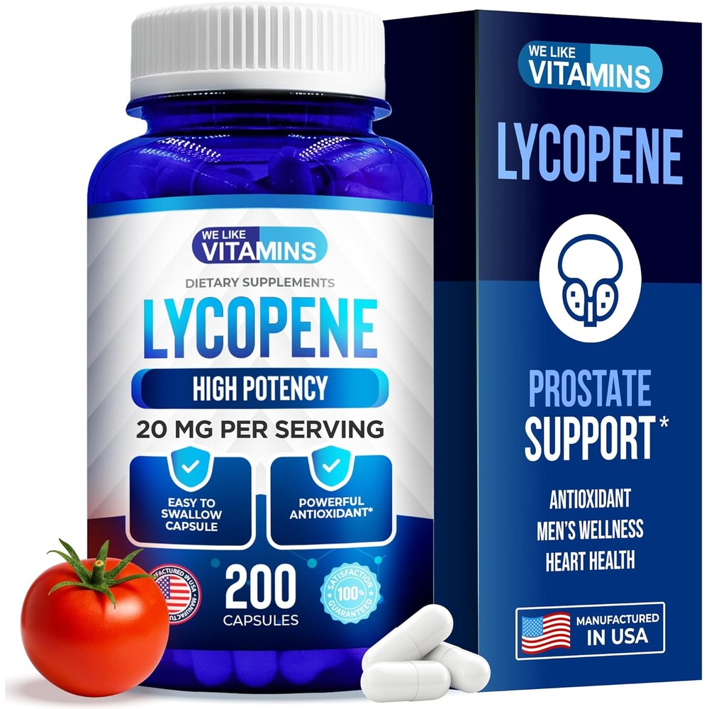 We Like Vitamins Lycopene Supplements for Men two hundred capsules front view