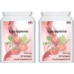 VedHealthCare Ved Lycopene 500 mg front view showing antioxidant softgels bottle pack of two